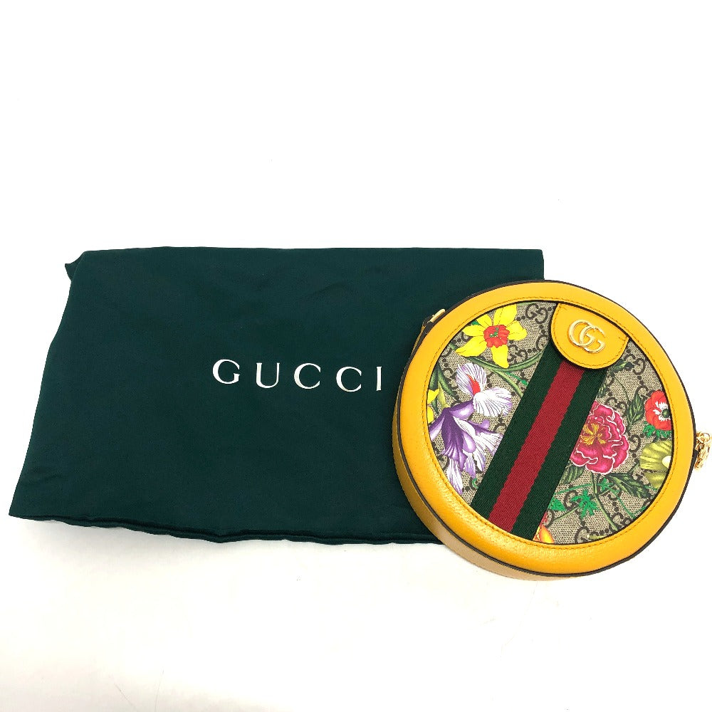 GUCCI Shoulder Bag 550618 GG Supreme Canvas yellow GG flora webbing