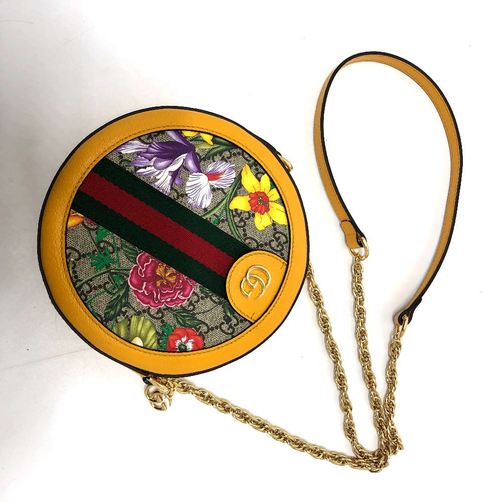 GUCCI Shoulder Bag 550618 GG Supreme Canvas yellow GG flora webbing