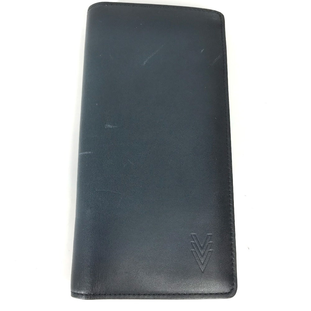 LOUIS VUITTON Long Wallet Purse M41899 leather Navy Cuir Ombre Portefeuille Blaza mens Used Authentic