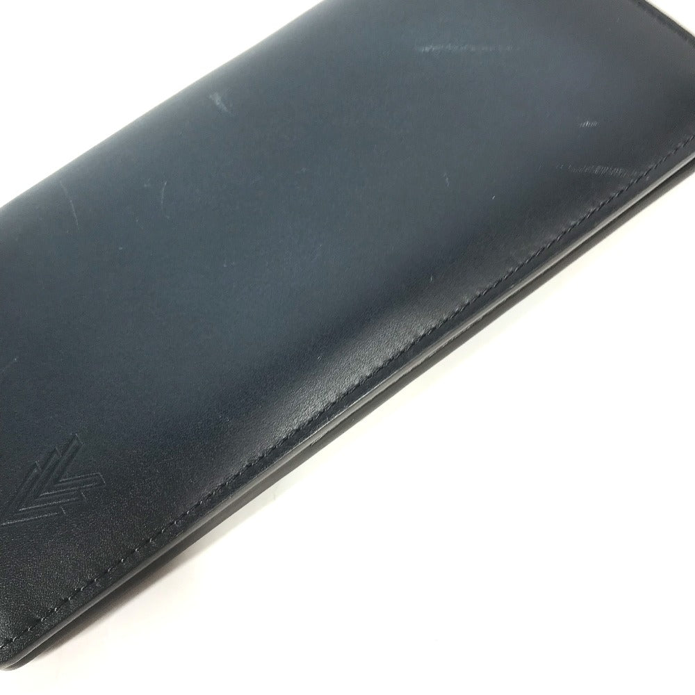 LOUIS VUITTON Long Wallet Purse M41899 leather Navy Cuir Ombre Portefeuille Blaza mens Used Authentic