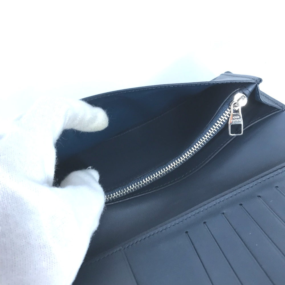 LOUIS VUITTON Long Wallet Purse M41899 leather Navy Cuir Ombre Portefeuille Blaza mens Used Authentic