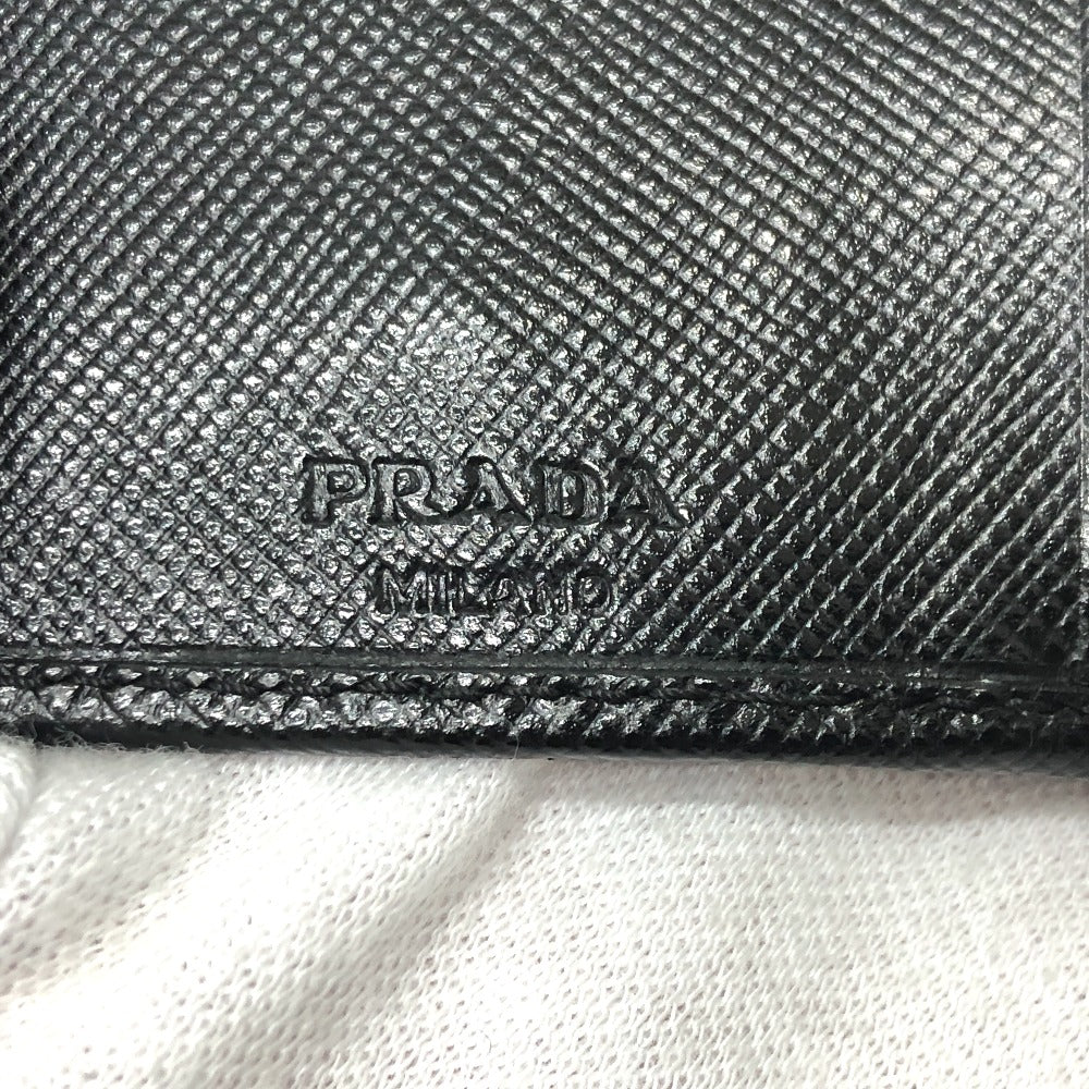 PRADA Key case Key holder M26U saffiano leather black Triangle Plate