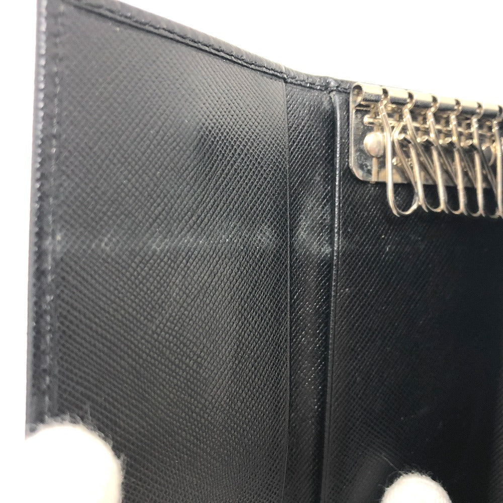PRADA Key case Key holder M26U saffiano leather black Triangle Plate
