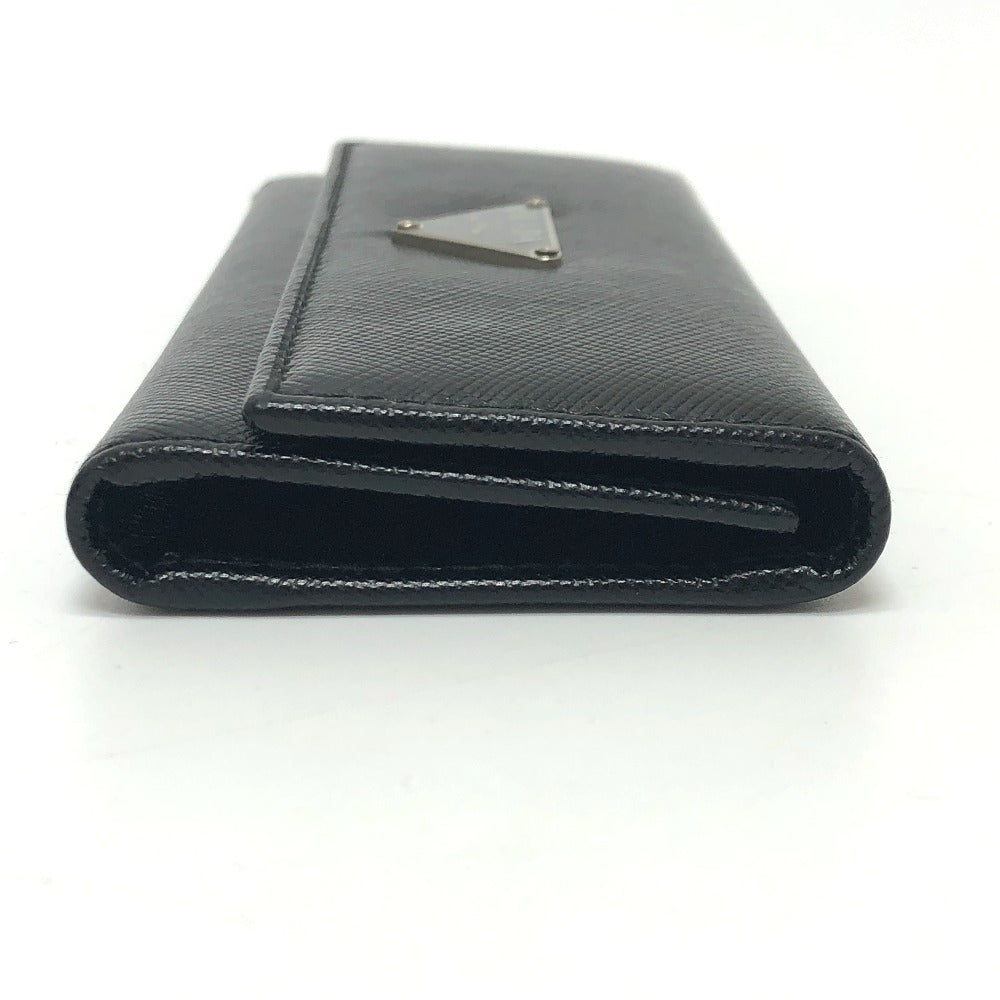 PRADA Key case Key holder M26U saffiano leather black Triangle Plate