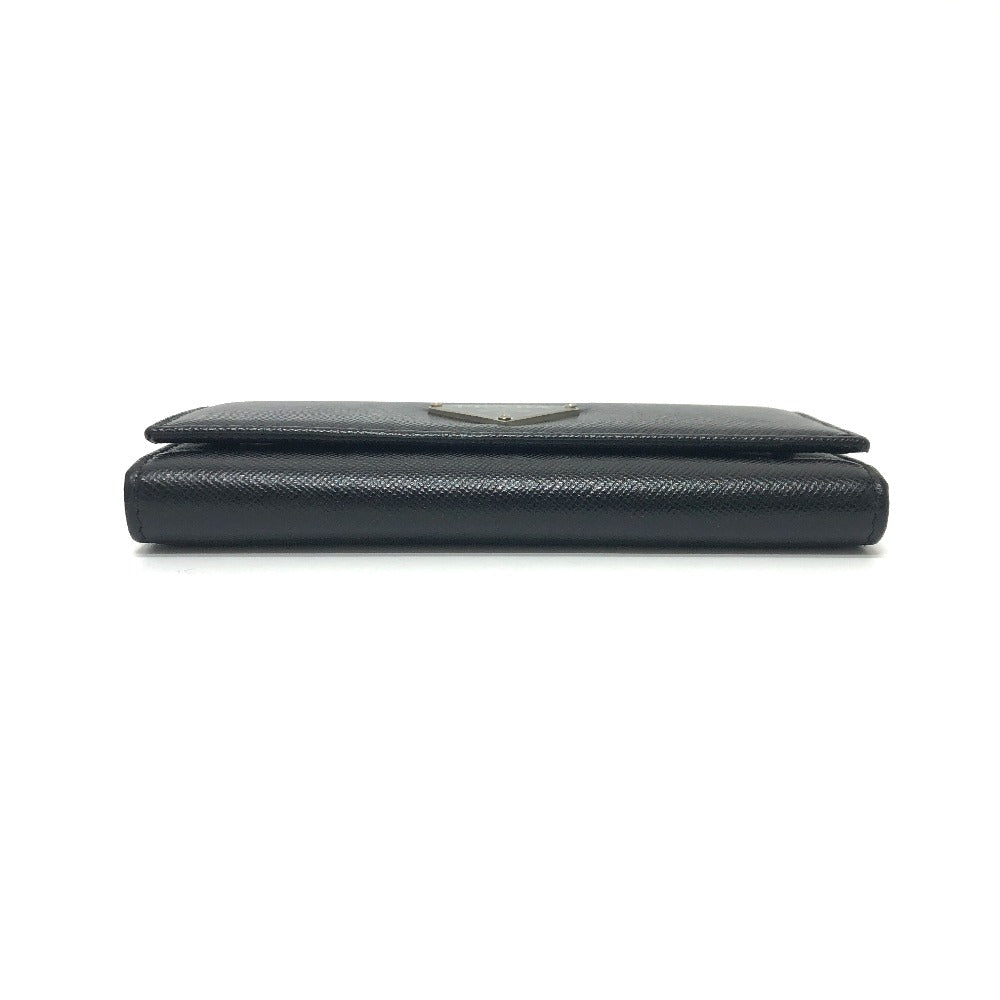 PRADA Key case Key holder M26U saffiano leather black Triangle Plate