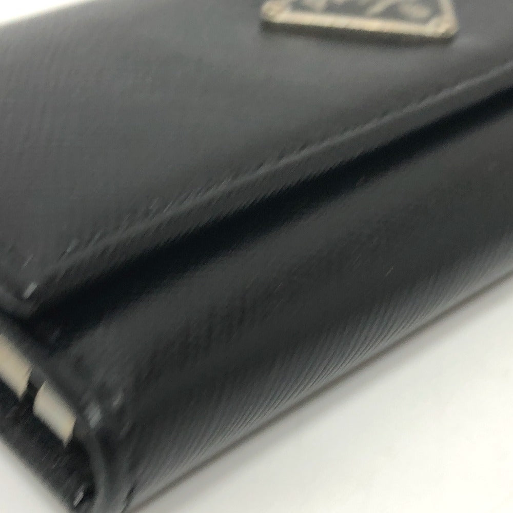 PRADA Key case Key holder M26U saffiano leather black Triangle Plate