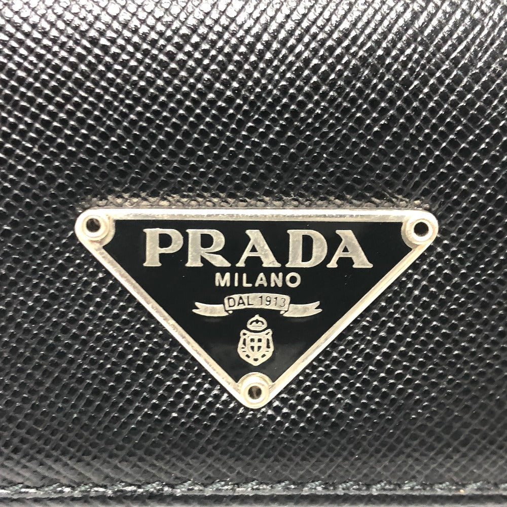 PRADA Key case Key holder M26U saffiano leather black Triangle Plate