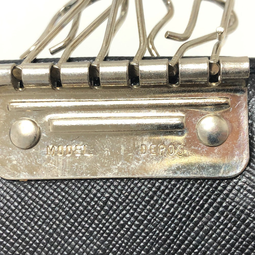 PRADA Key case Key holder M26U saffiano leather black Triangle Plate