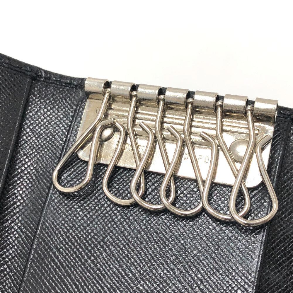PRADA Key case Key holder M26U saffiano leather black Triangle Plate