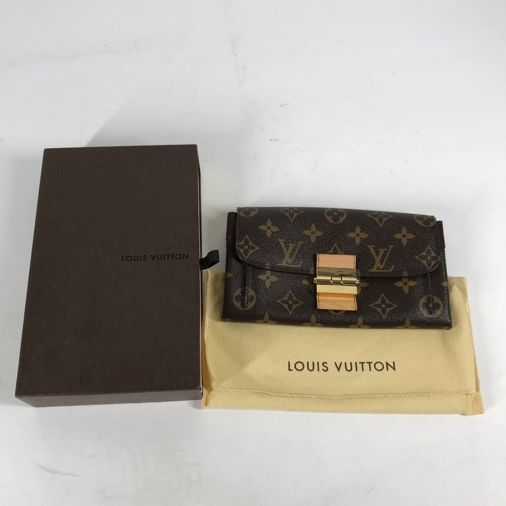 LOUIS VUITTON Long Wallet Purse M60414 Monogram canvas Brown x Gold Metal Bifold Wallet Portefeuille Elysées