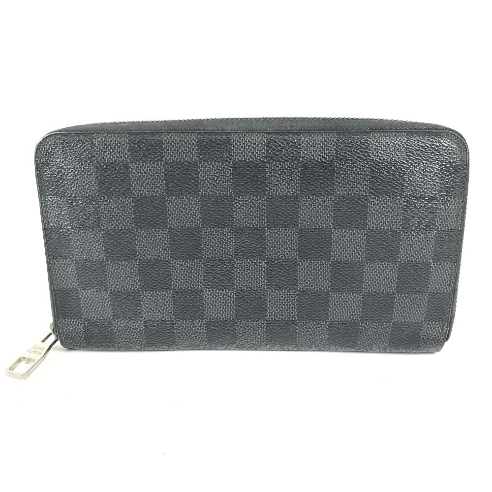 LOUIS VUITTON Long Wallet Purse N63077 Damier Grafitto Canvas black Damier Zippy Organizer mens Used Authentic