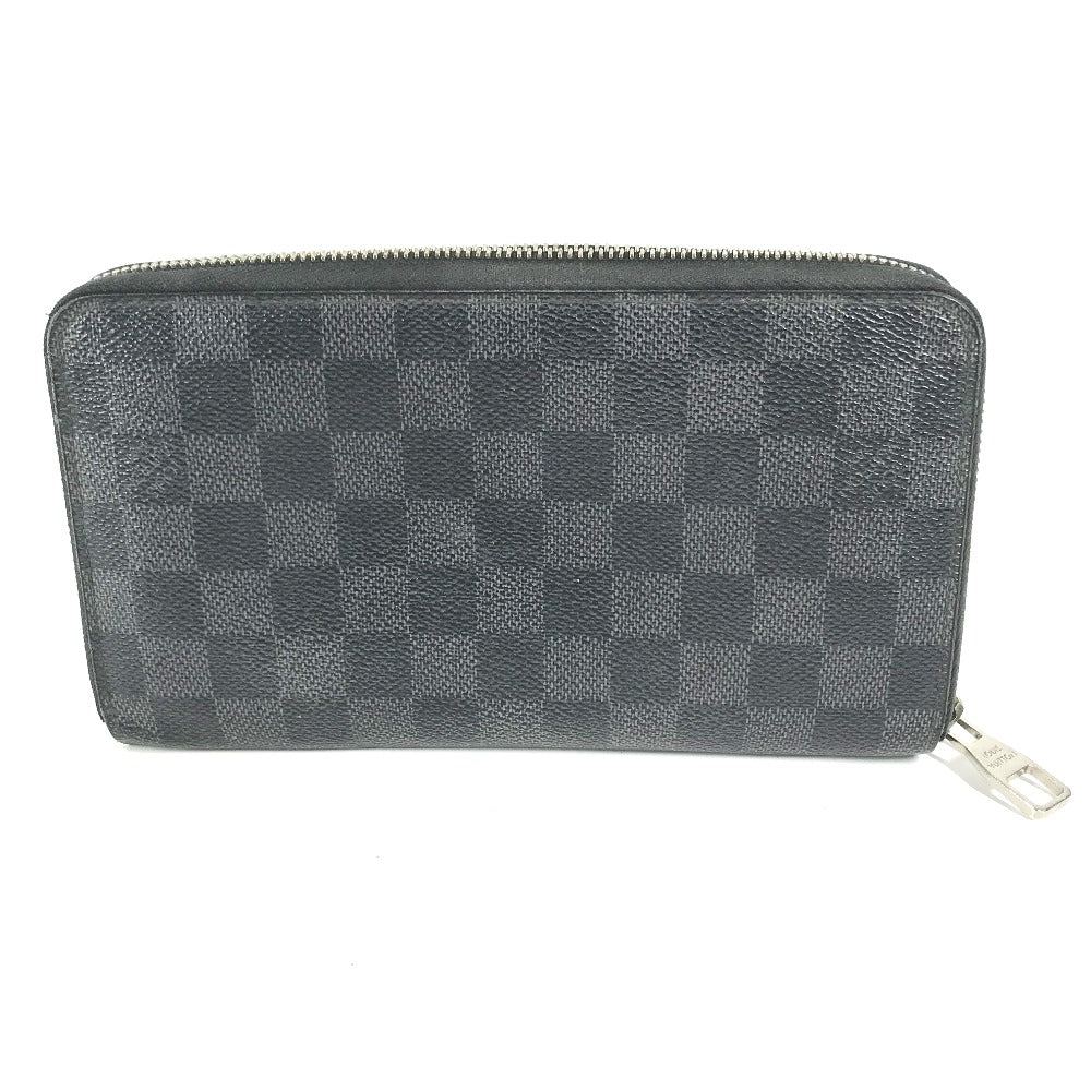 LOUIS VUITTON Long Wallet Purse N63077 Damier Grafitto Canvas black Damier Zippy Organizer mens Used Authentic