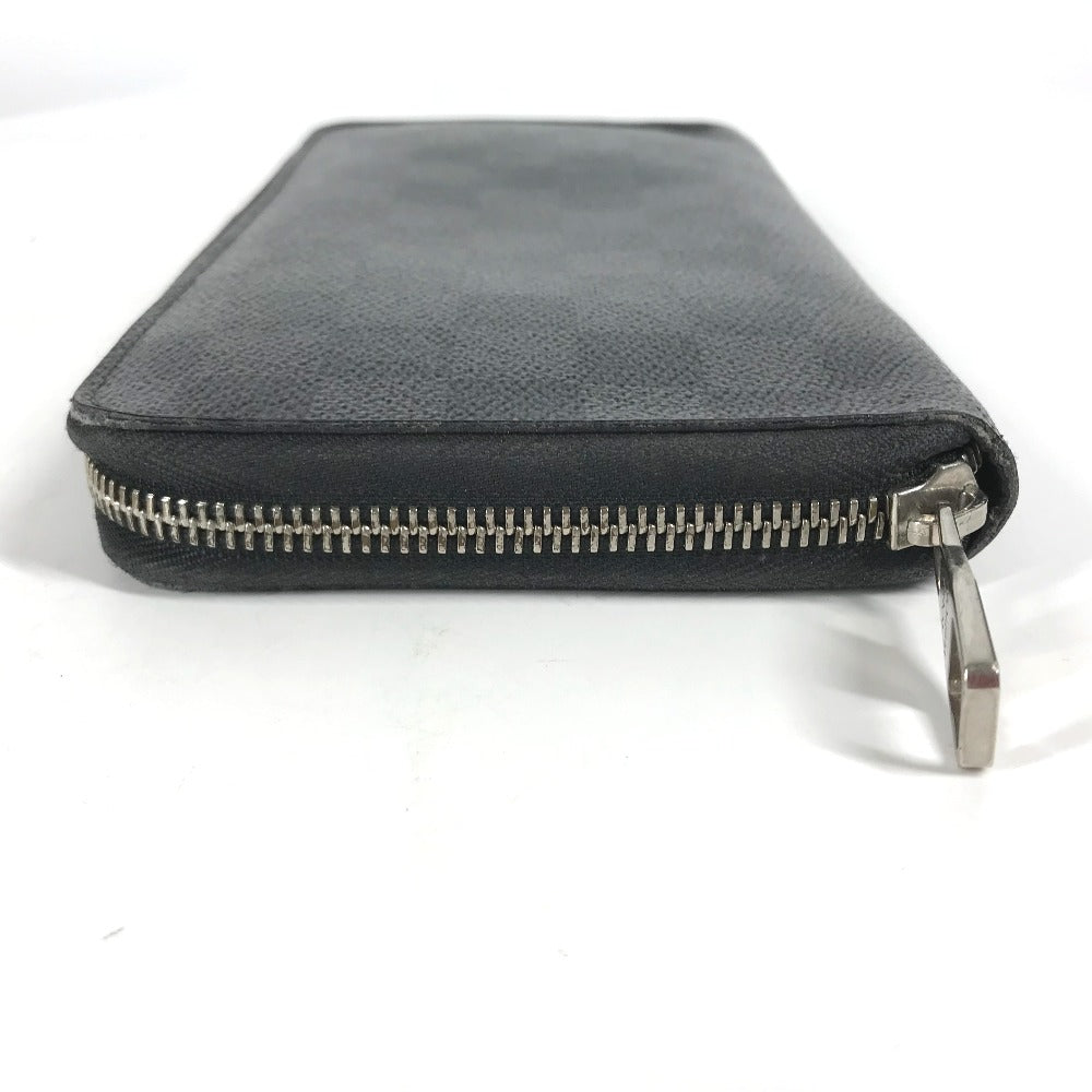 LOUIS VUITTON Long Wallet Purse N63077 Damier Grafitto Canvas black Damier Zippy Organizer mens Used Authentic