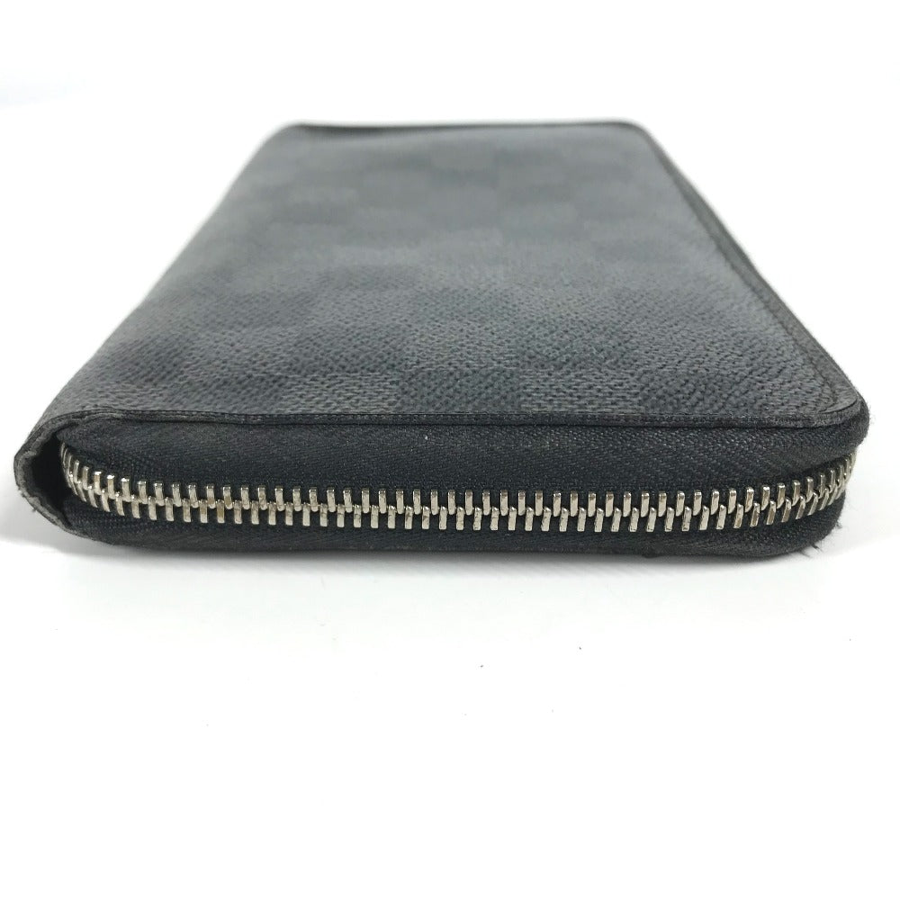 LOUIS VUITTON Long Wallet Purse N63077 Damier Grafitto Canvas black Damier Zippy Organizer mens Used Authentic