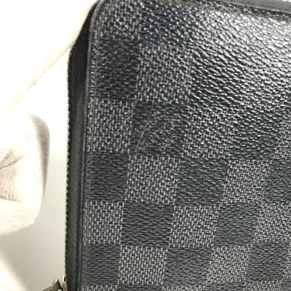 LOUIS VUITTON Long Wallet Purse N63077 Damier Grafitto Canvas black Damier Zippy Organizer mens Used Authentic