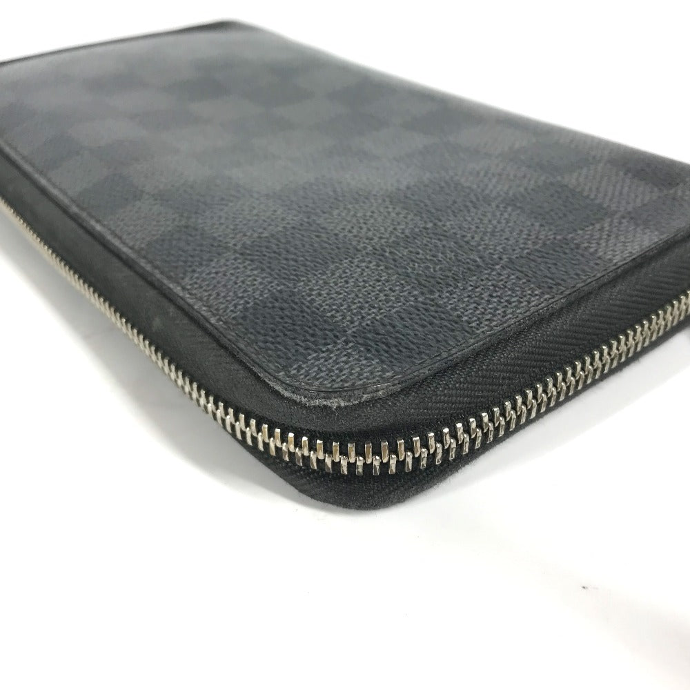 LOUIS VUITTON Long Wallet Purse N63077 Damier Grafitto Canvas black Damier Zippy Organizer mens Used Authentic