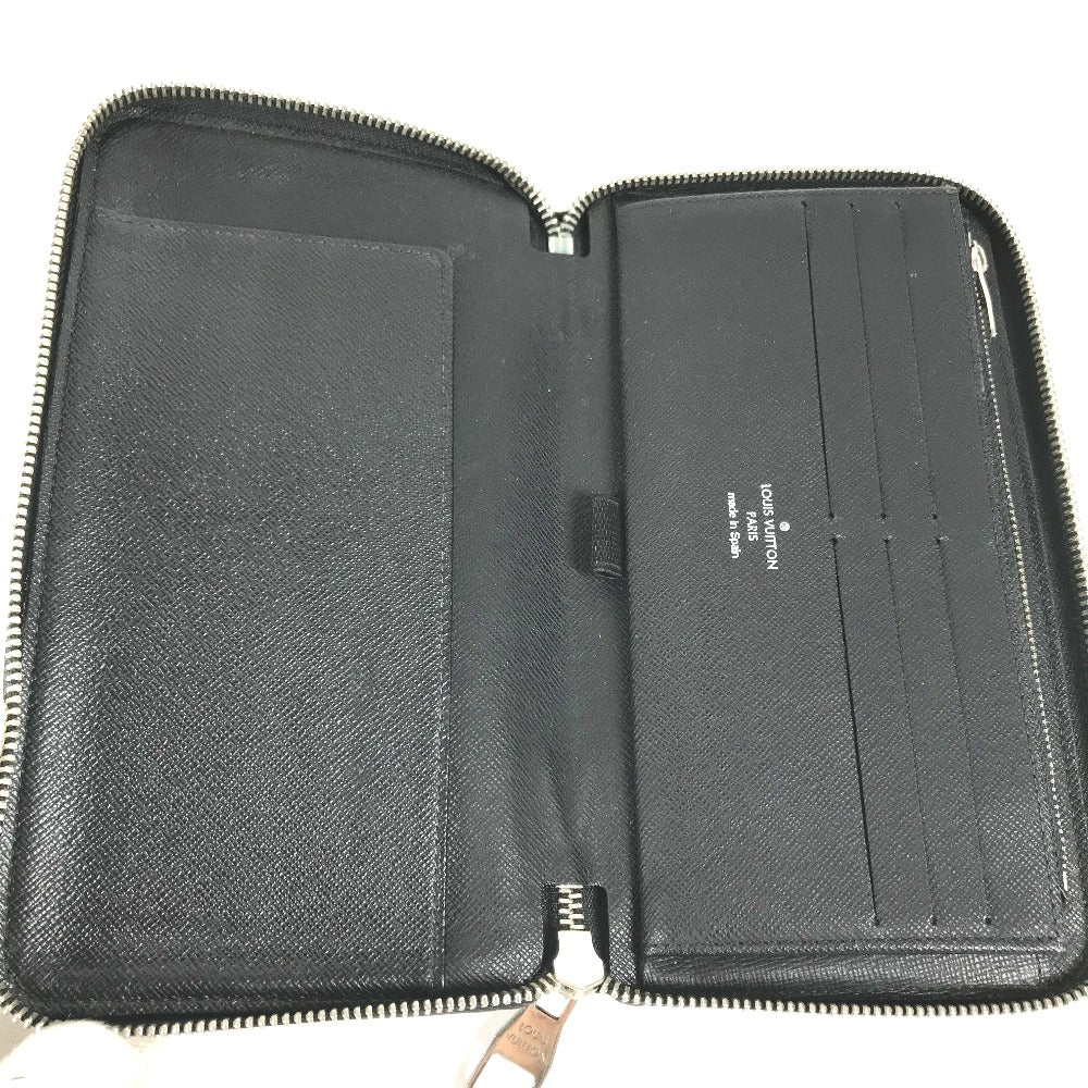 LOUIS VUITTON Long Wallet Purse N63077 Damier Grafitto Canvas black Damier Zippy Organizer mens Used Authentic