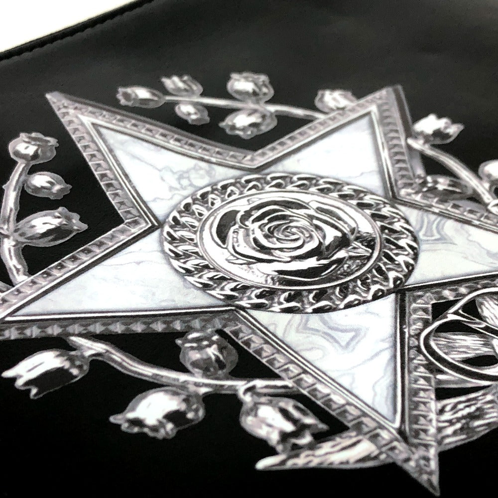 DIOR HOMME Clutch bag leather black Star x Rose Paint mens Used Authentic