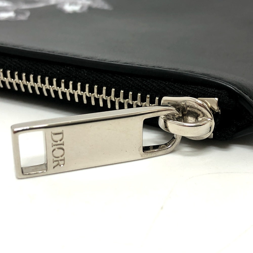DIOR HOMME Clutch bag leather black Star x Rose Paint mens Used Authentic