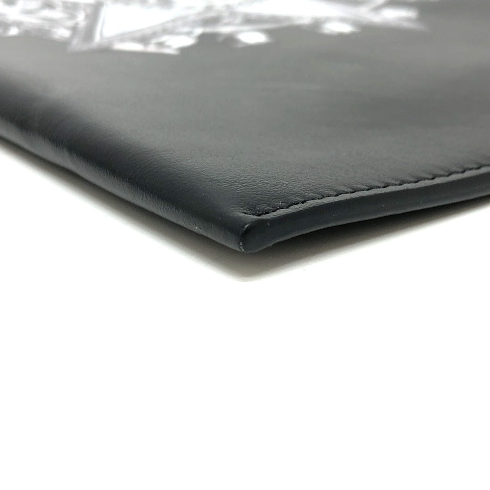 DIOR HOMME Clutch bag leather black Star x Rose Paint mens Used Authentic