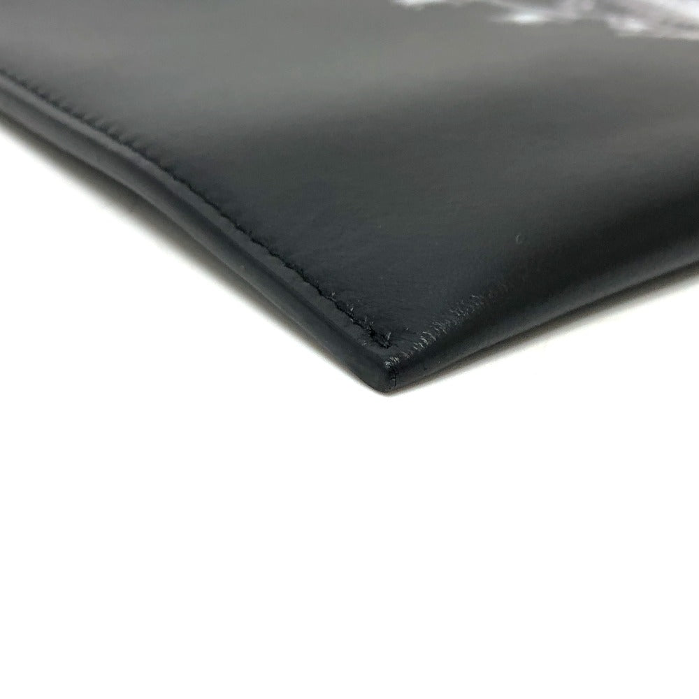 DIOR HOMME Clutch bag leather black Star x Rose Paint mens Used Authentic