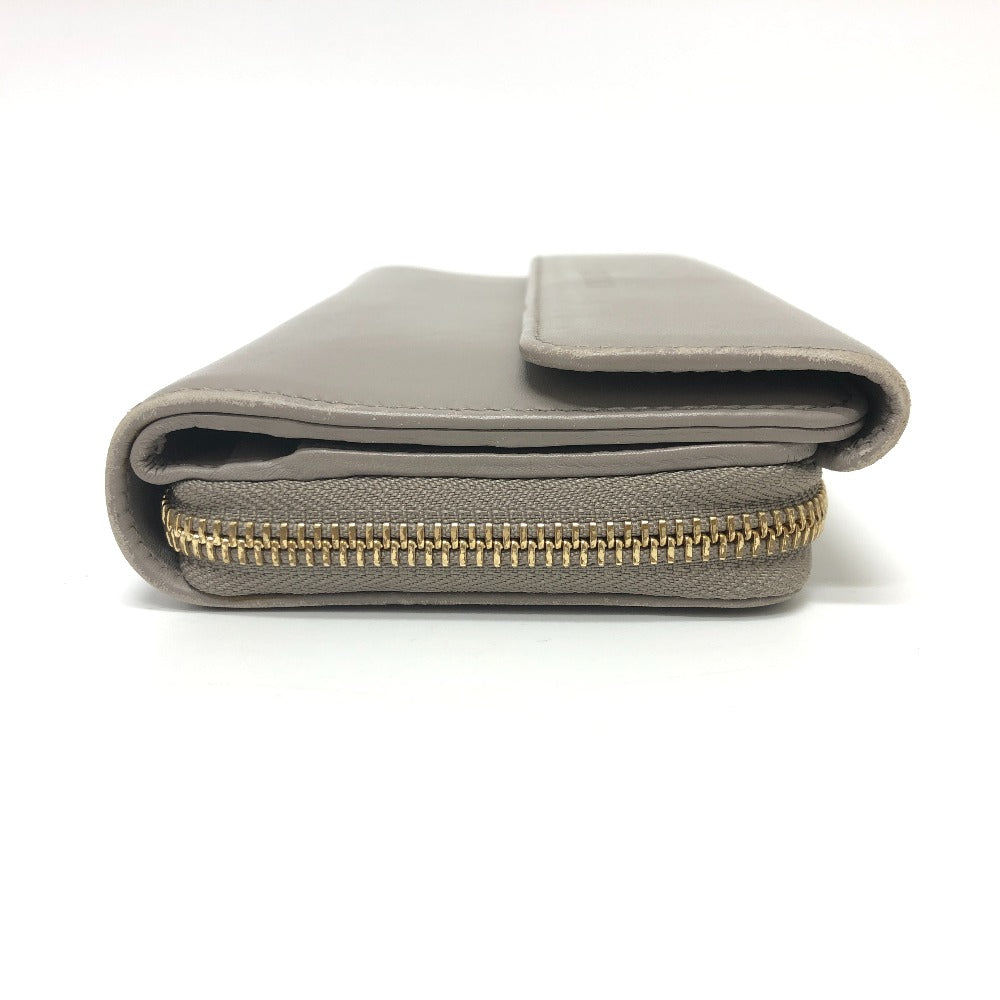 GUCCI Long Wallet Purse leather gray logo