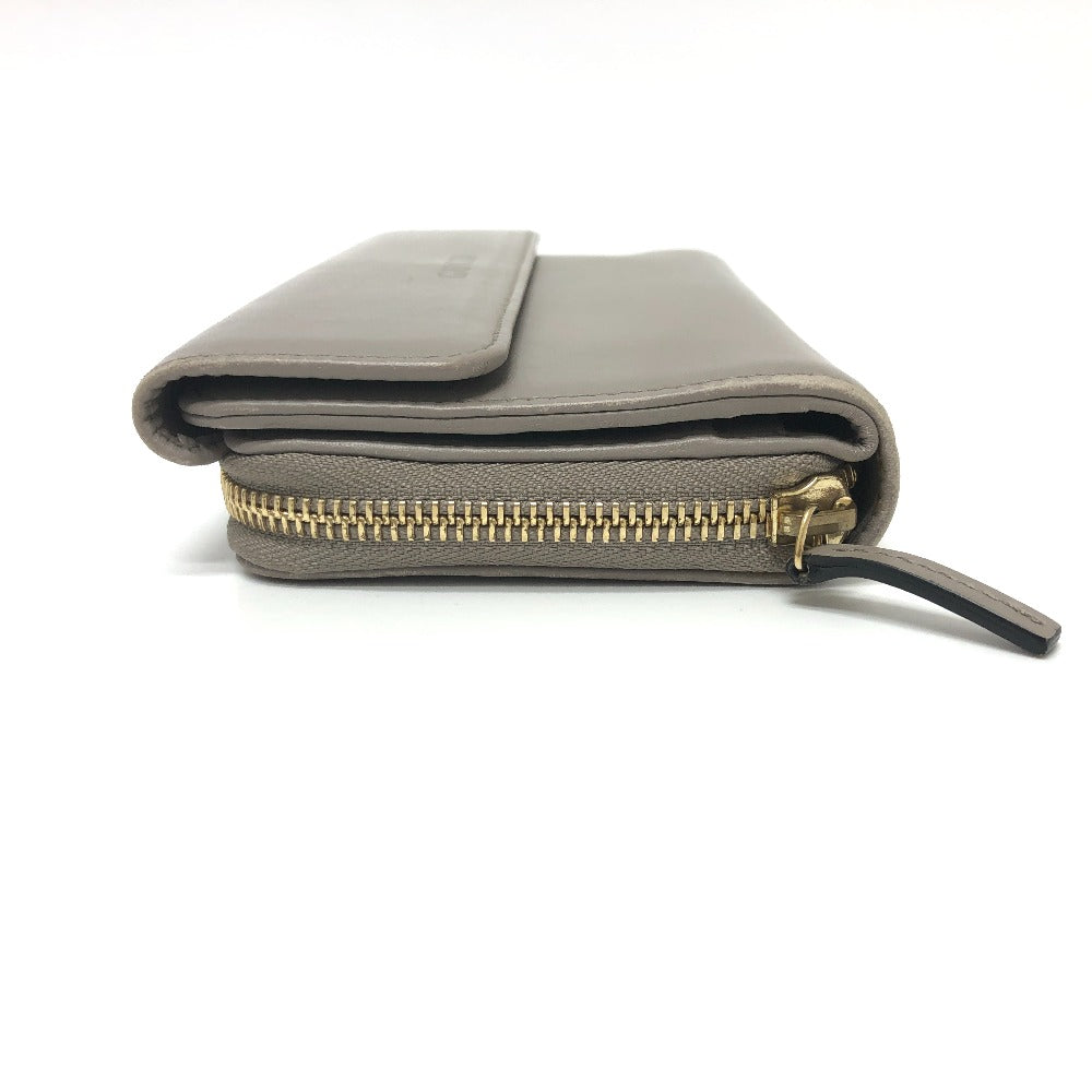 GUCCI Long Wallet Purse leather gray logo