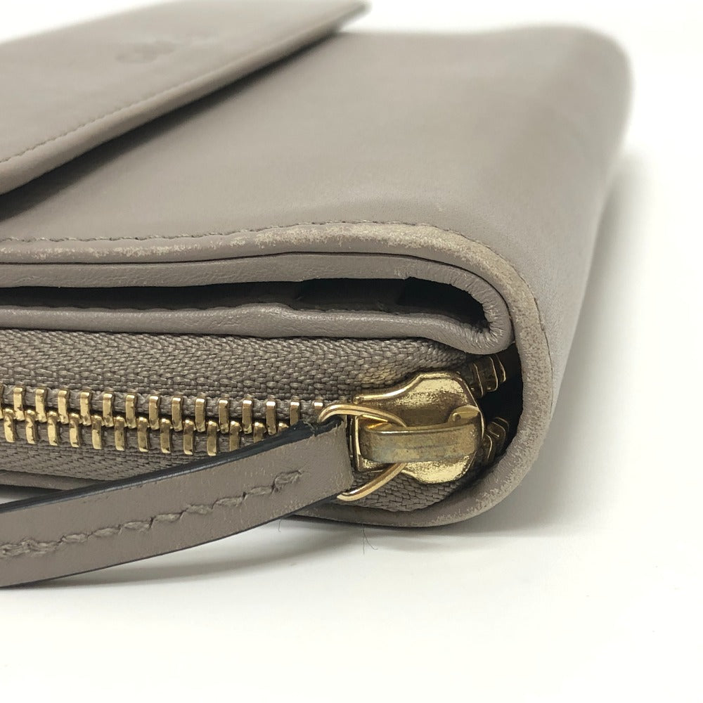 GUCCI Long Wallet Purse leather gray logo