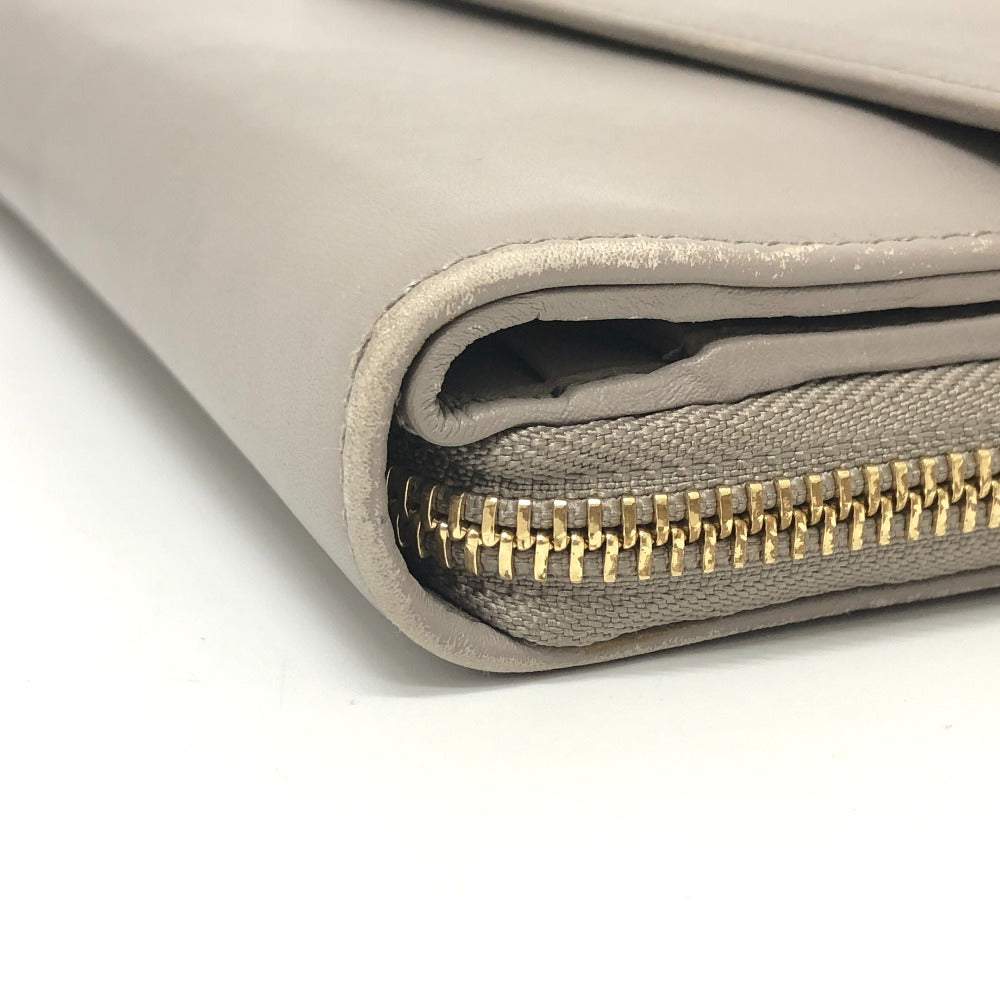 GUCCI Long Wallet Purse leather gray logo