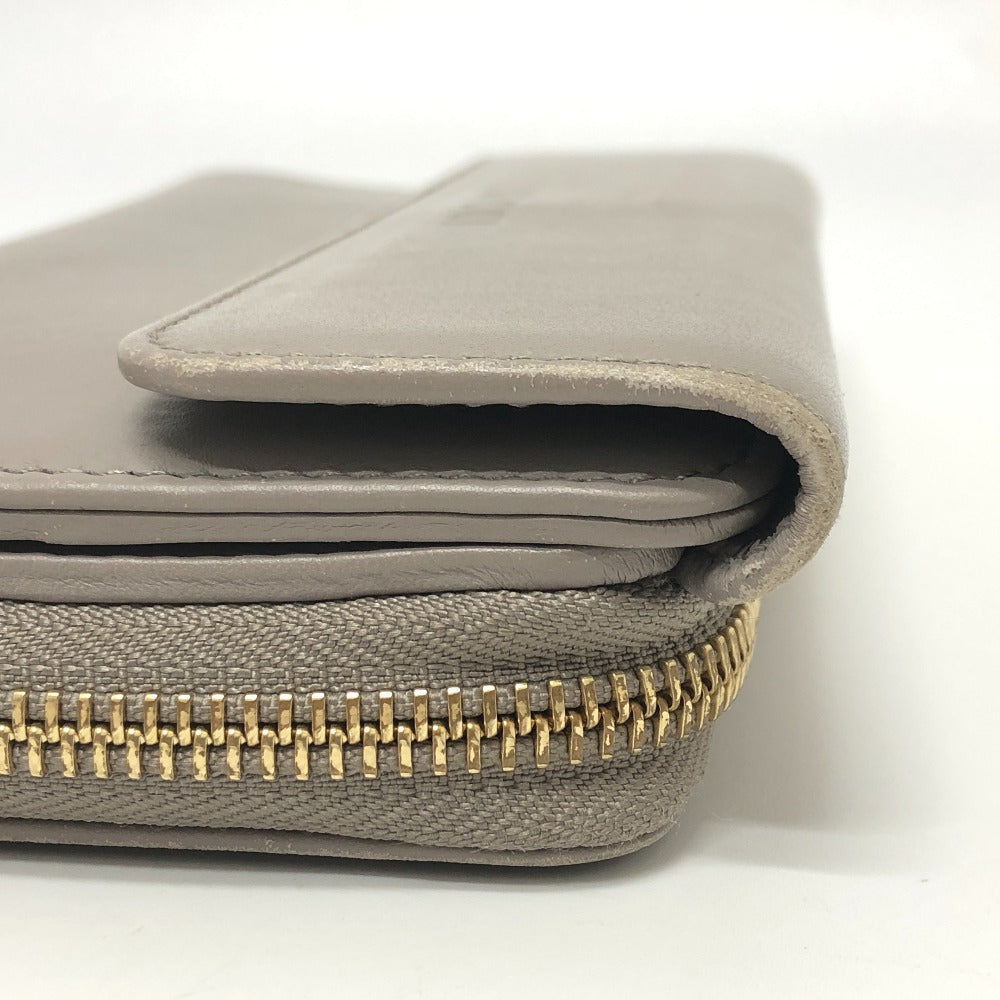 GUCCI Long Wallet Purse leather gray logo