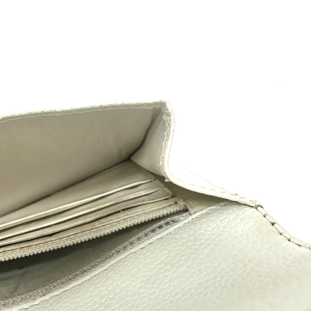 CHANEL Folded wallet Caviar skin white COCO Mark