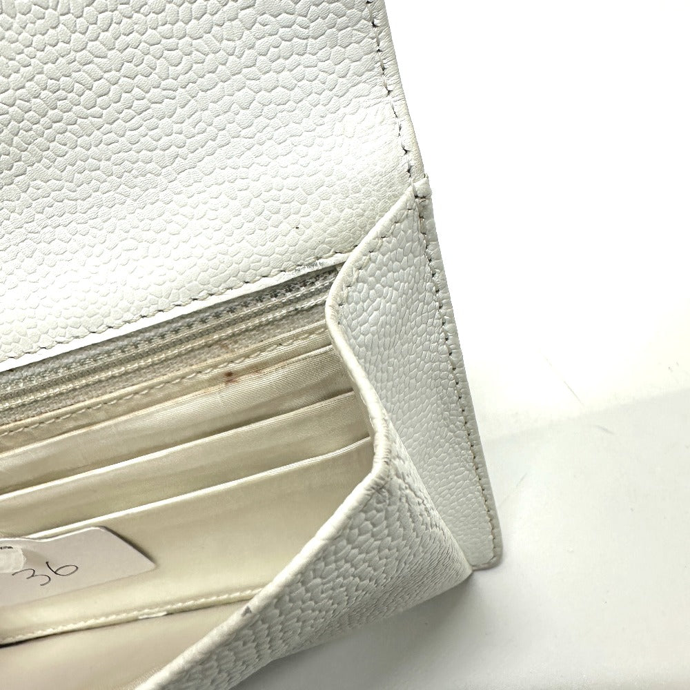 CHANEL Folded wallet Caviar skin white COCO Mark