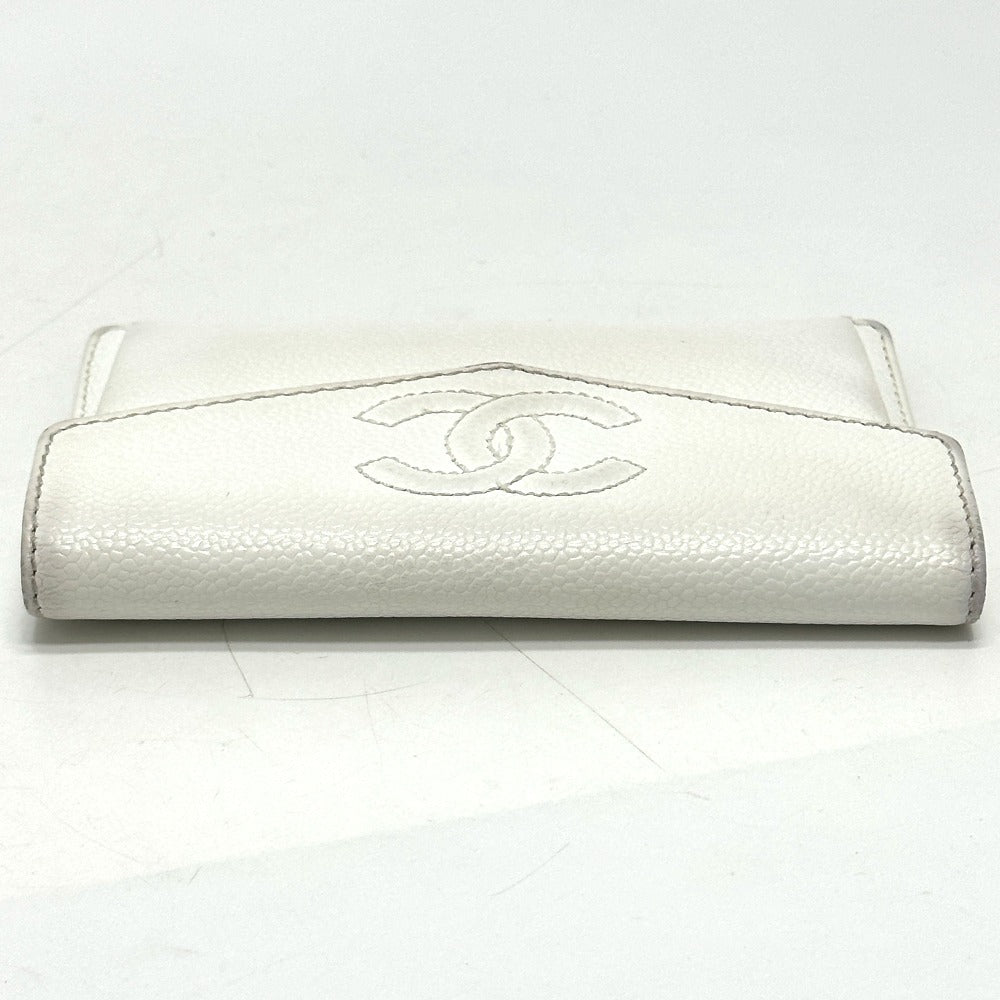 CHANEL Folded wallet Caviar skin white COCO Mark