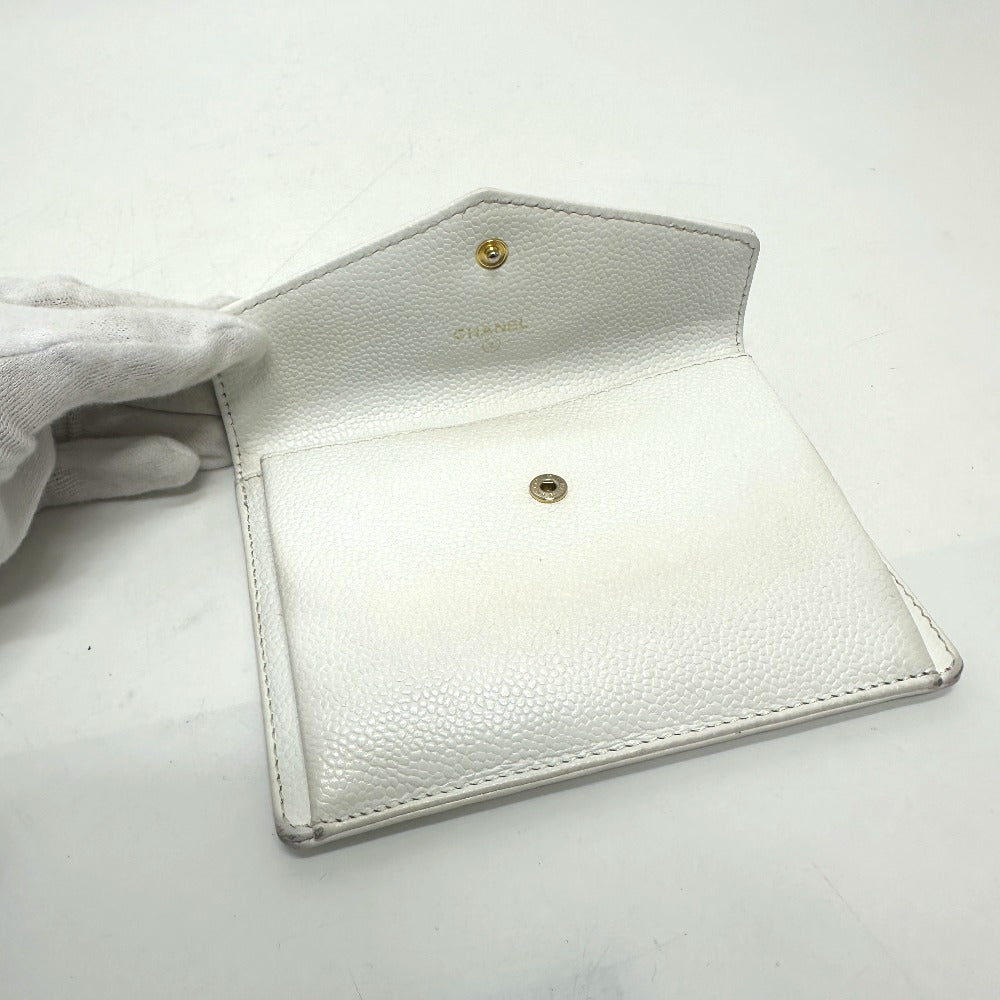 CHANEL Folded wallet Caviar skin white COCO Mark