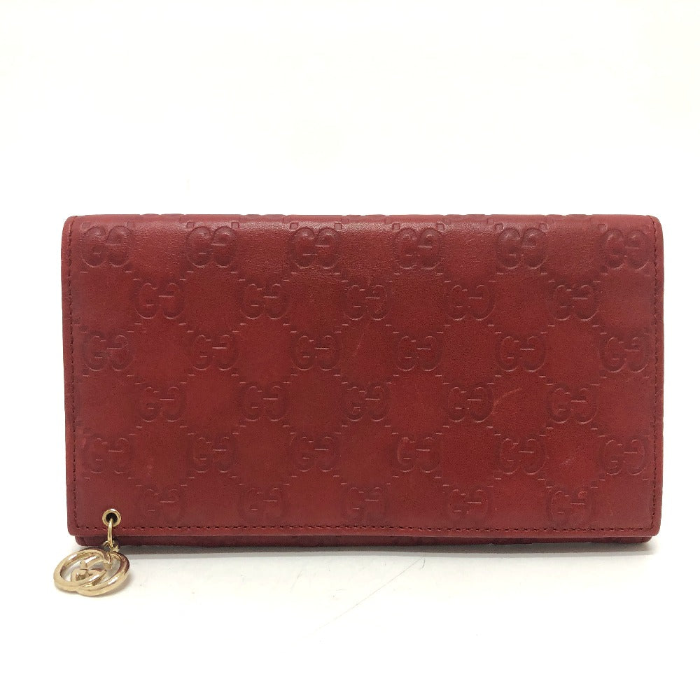 GUCCI Long Wallet Purse 212109 Sima leather Red GG Shima Line