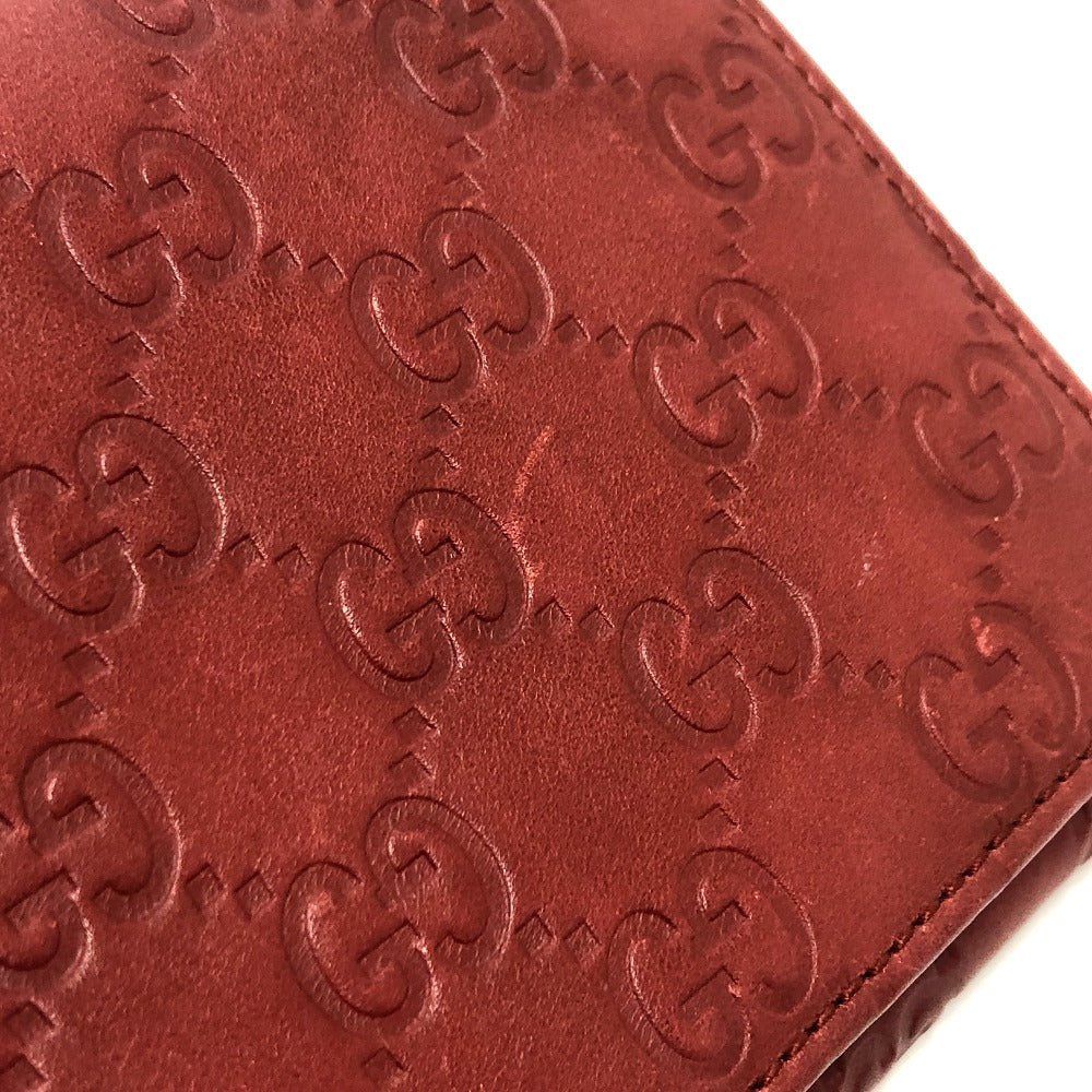 GUCCI Long Wallet Purse 212109 Sima leather Red GG Shima Line