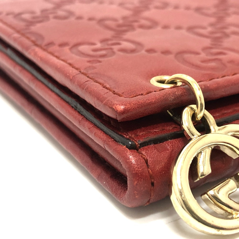 GUCCI Long Wallet Purse 212109 Sima leather Red GG Shima Line