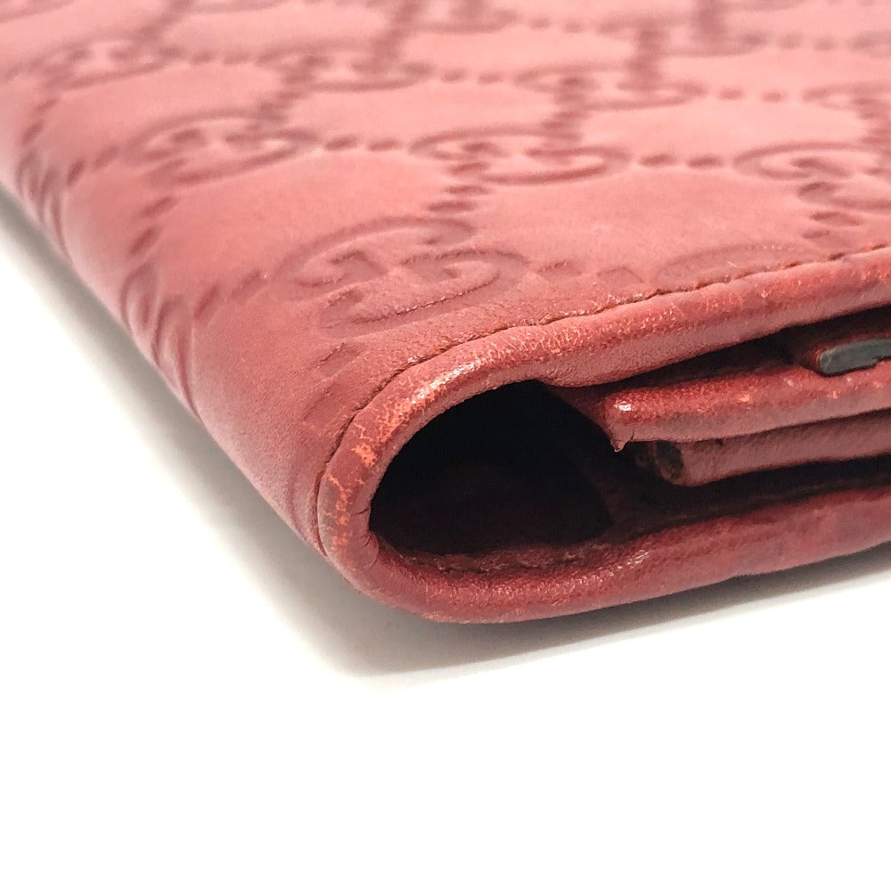 GUCCI Long Wallet Purse 212109 Sima leather Red GG Shima Line