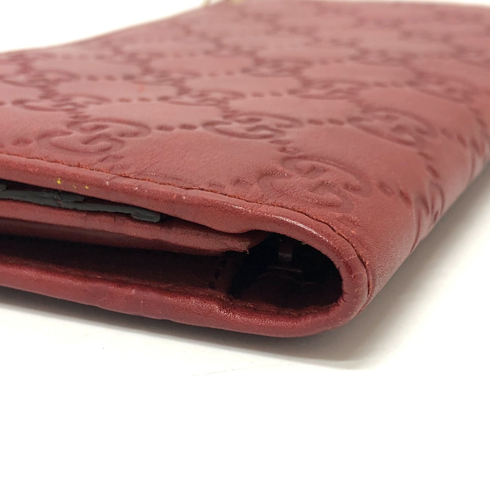GUCCI Long Wallet Purse 212109 Sima leather Red GG Shima Line