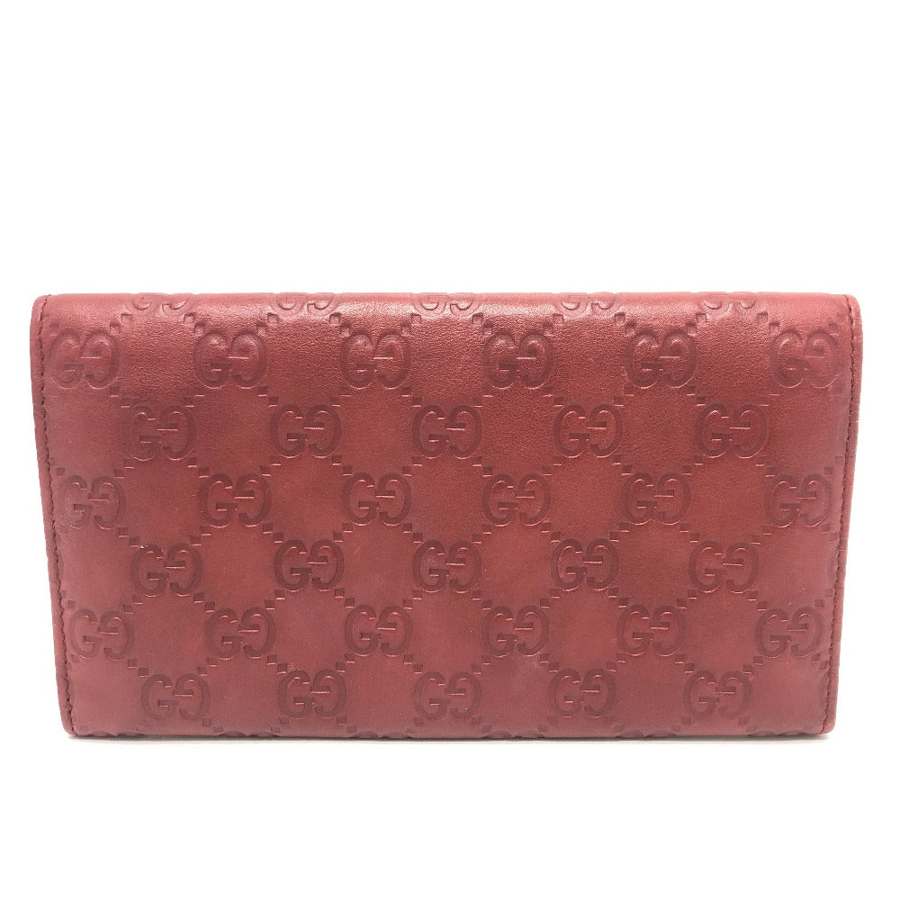 GUCCI Long Wallet Purse 212109 Sima leather Red GG Shima Line