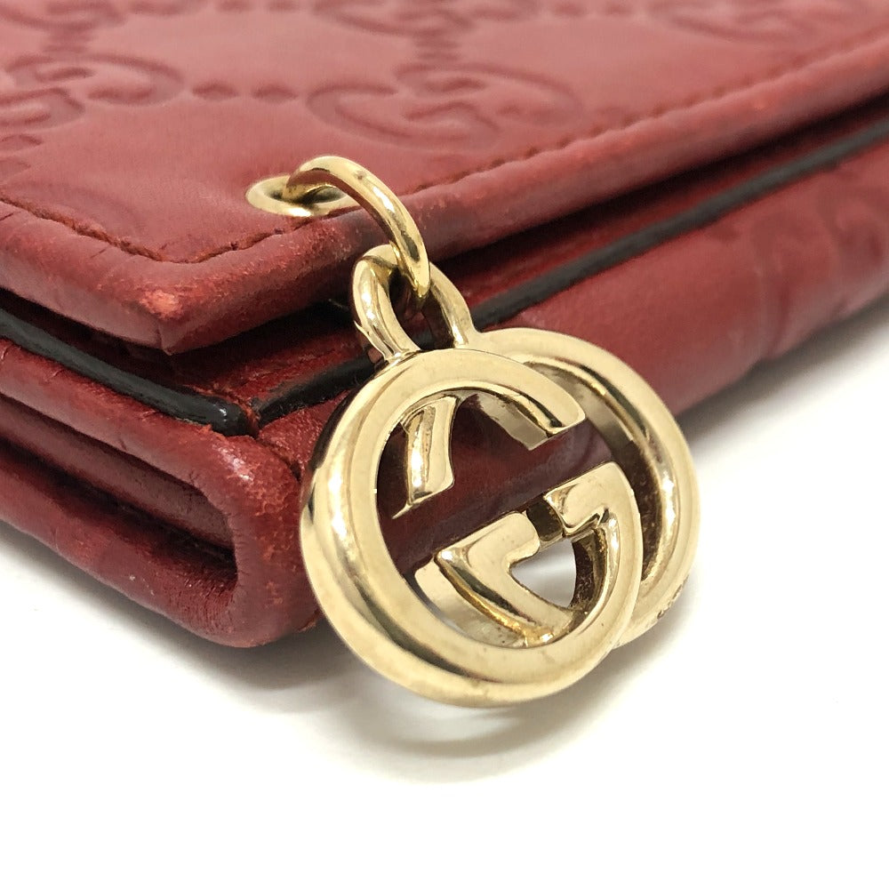 GUCCI Long Wallet Purse 212109 Sima leather Red GG Shima Line