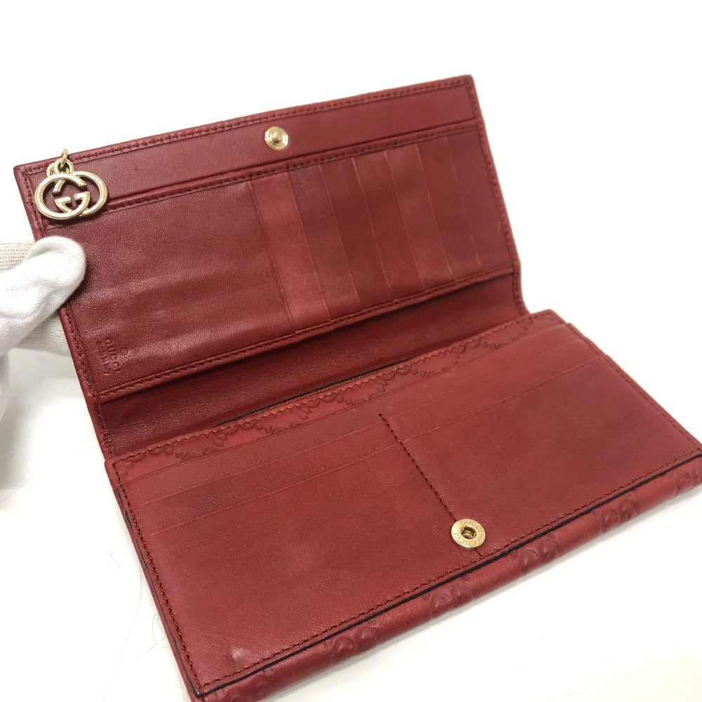 GUCCI Long Wallet Purse 212109 Sima leather Red GG Shima Line