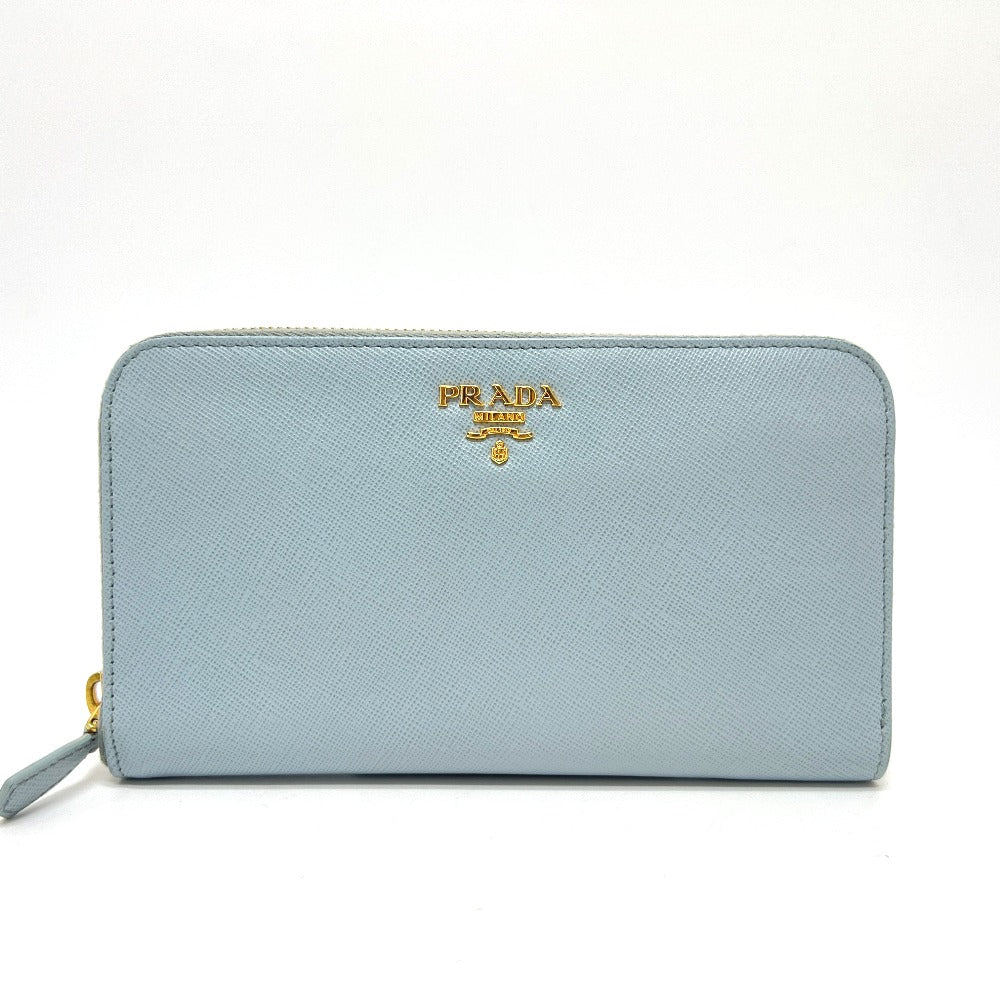 PRADA Long Wallet Purse 1M0506 saffiano leather blue logo