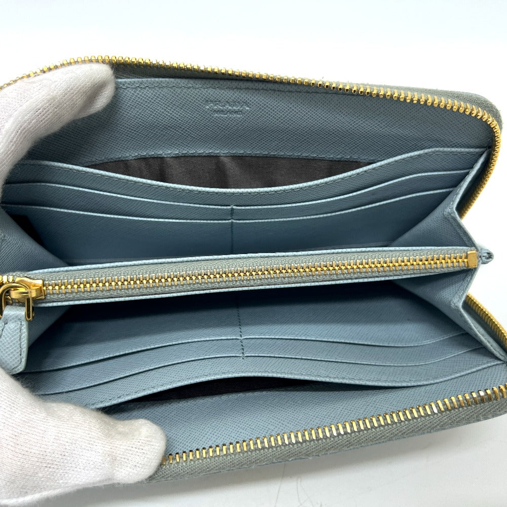 PRADA Long Wallet Purse 1M0506 saffiano leather blue logo