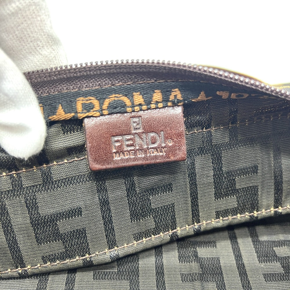 FENDI Tote Bag Leather / canvas Brown Zucca Pattern