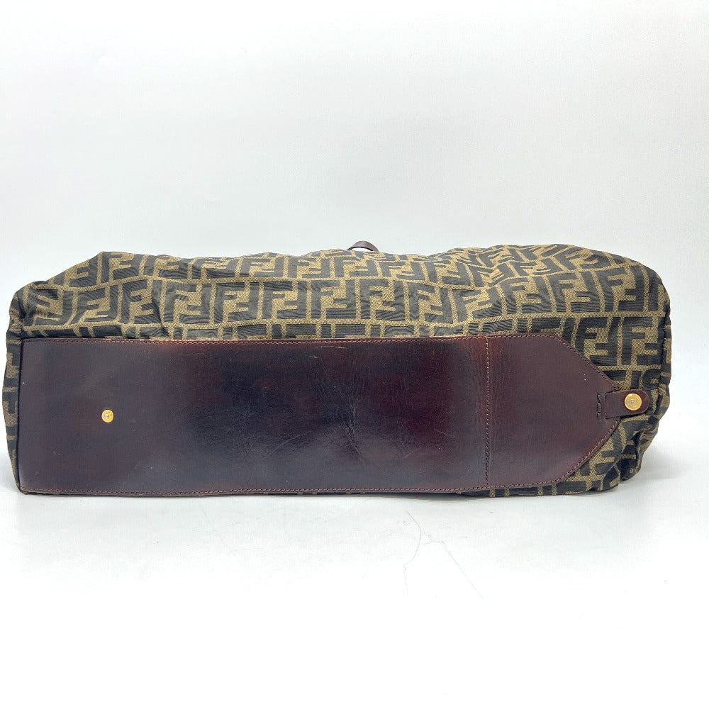 FENDI Tote Bag Leather / canvas Brown Zucca Pattern