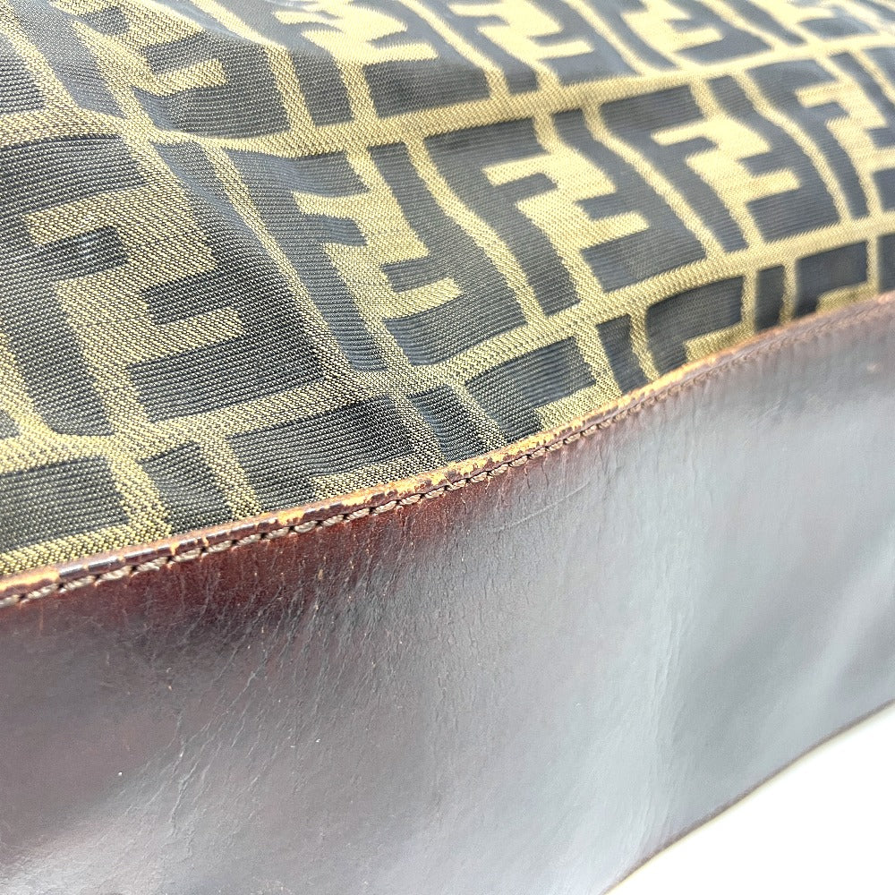 FENDI Tote Bag Leather / canvas Brown Zucca Pattern