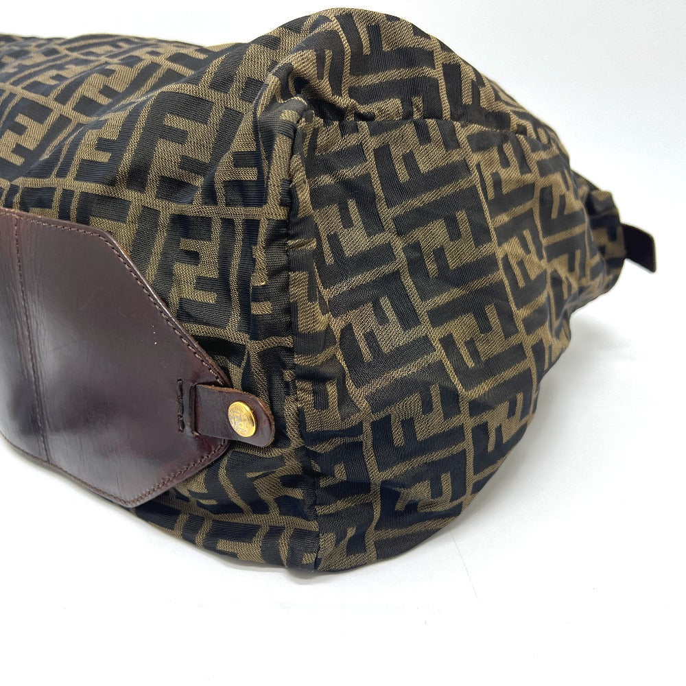 FENDI Tote Bag Leather / canvas Brown Zucca Pattern