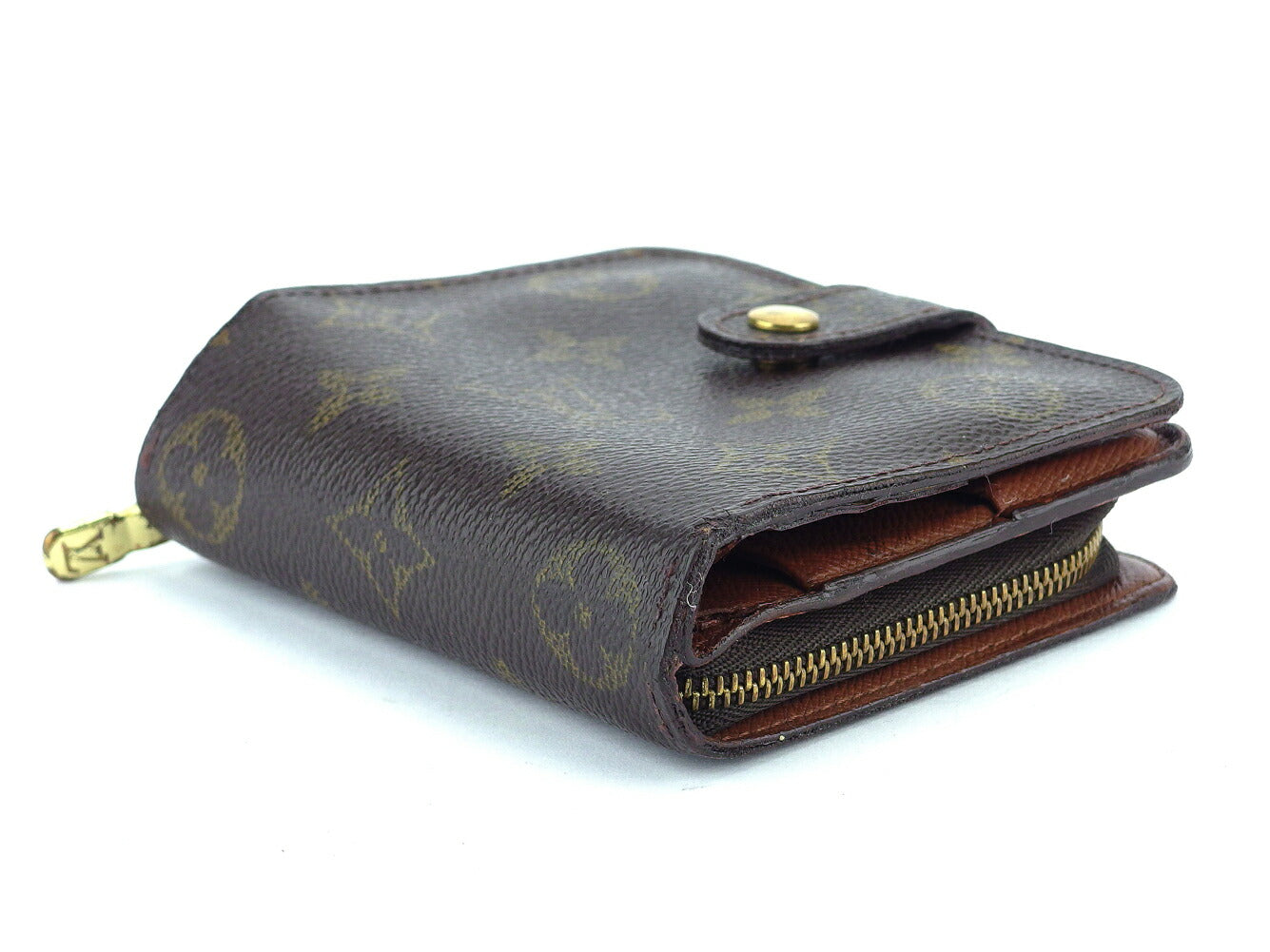 LOUIS VUITTON Bifold Wallet M61667 Brown beige gold Compact zip
