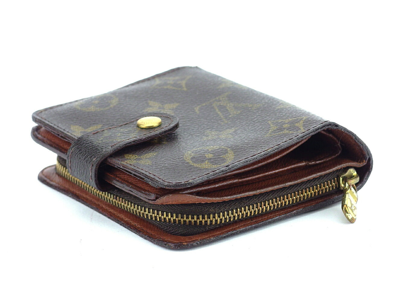 LOUIS VUITTON Bifold Wallet M61667 Brown beige gold Compact zip